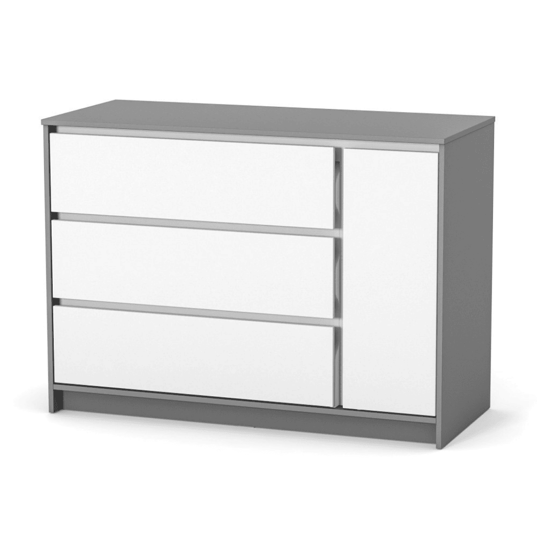 Dětská komoda Lovitto Gekko Kids, 120x51x87cm, Bílá / Grafitová